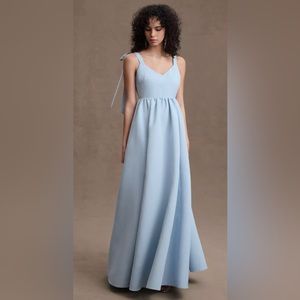 BHLDN Elanor Shoulder-Tie V-Neck Taffeta A-Line Gown